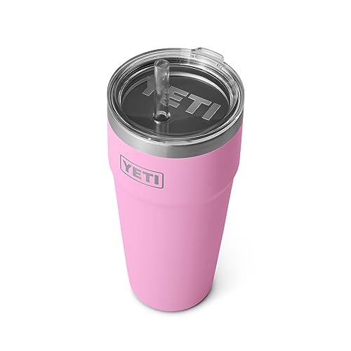 YETI Rambler Strohhalmbecher, vakuumisoliert, Edelstahl mit Strohhalm-Deckel, 750 ml, Power Pink von YETI