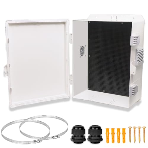 YETLEBOX Elektrische Abzweigdose für den Außenbereich, ABS-Gehäuse mit interner Montageplatte und Scharnierabdeckung, 33 x 23 x 14 cm (H x L x B) von YETLEBOX