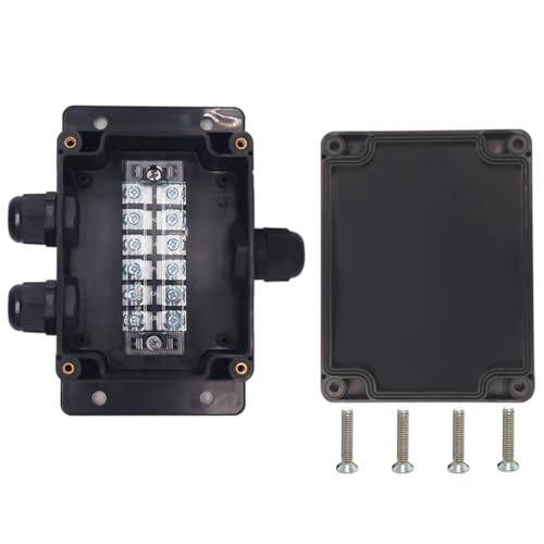 YETLEBOX Wasserdichte Abzweigdose, IP67 wasserdichte elektrische Projektbox mit 6P 25A Absperrklemmen, 2,5 cm / 2 Out Kabelverschraubungen, Elektronikgehäuse, 11,5 x 9 x 5,5 cm von YETLEBOX
