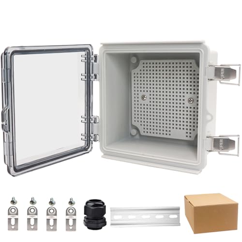 YETLEBOX Wasserdichte elektrische Box, IP67 Abzweigdose, Edelstahlriegel, Scharnier, transparente Abdeckung, Projektgehäuse mit Wandhalterung, 15 x 15 x 8,9 cm von YETLEBOX