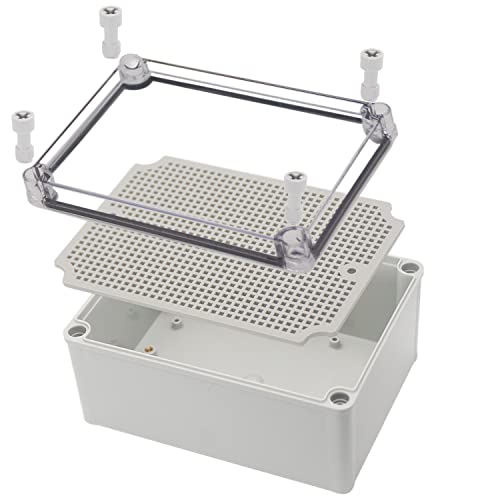 YETLEBOX Wasserdichte Elektrobox mit Montageplatte, 200 x 150 x 100 mm, IP67 Abzweigdose, staubdicht, transparente Abdeckung, Kunststoff, DIY, elektrische Projekte, Gehäuse, Box, transparent, 20 x 15 von YETLEBOX