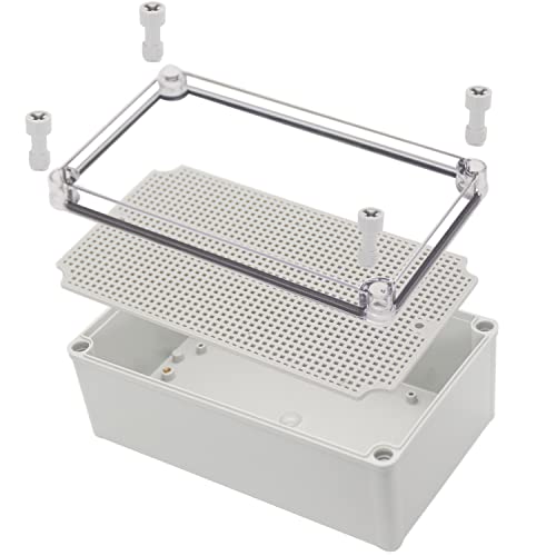 YETLEBOX Wasserdichte elektrische Box mit Montageplatte 250 x 150 x 100 mm, IP67 Anschlussdose staubdicht, transparente Abdeckung Kunststoff DIY Elektroprojekt Gehäuse Box grau 24,9 x 15 x 9,9 cm von YETLEBOX