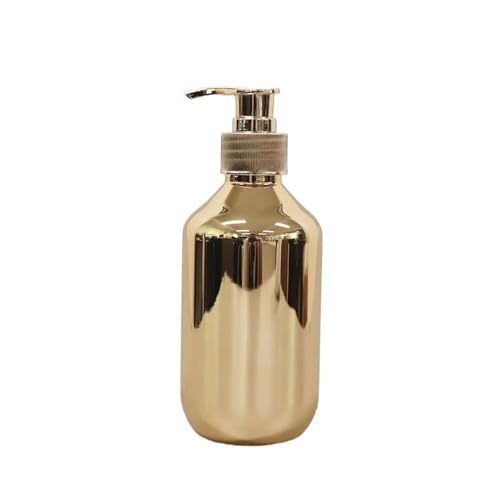 Seifenspender für Bad, 300 ml, für Küche, Gold, Chrom, Kunststoff, Lotion, Shampoo-Flaschen, rostfrei, Boston, runder Duschgelbehälter (Gold, 2 Stück) von YETONADO