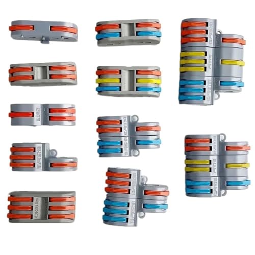 142 Stück/Box verpackte Mini-Schnellverkabelungs-Kabelanschlüsse, universeller kompakter Splitter, elektrische Leiter, Push-in-Heimklemmenblock von YEUBXDJ