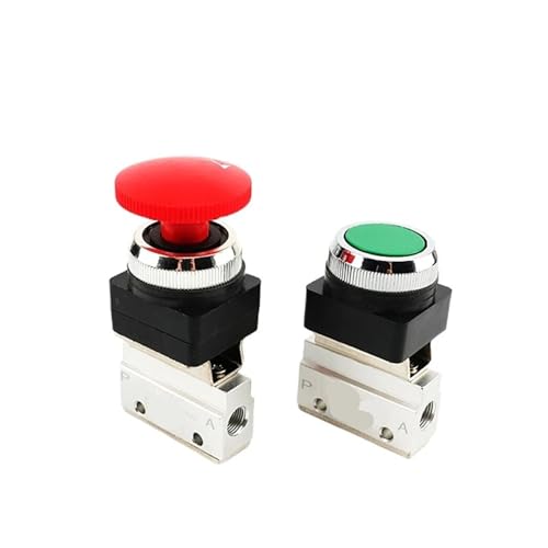Druckknopf Pneumatisches mechanisches Ventil Manuelles Ventil Luftschalter Steuerventil Druckknopf Momentan(M-OV-03-02 RED) von YEUBXDJ