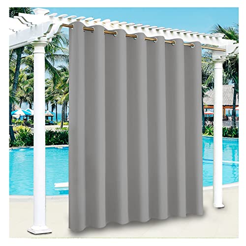 YEVENR Outdoor Vorhänge Wasserdicht, Outdoor Verdunkelungsvorhang mit Ösen, Wasserdicht Sichtschutz Sonnenschutz für Balkon Terrasse Veranda Pergola Gartenlaube Grau 1 Stück,162 * 182cm（W*L） von YEVENR