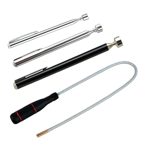 4 Stück Magnetstab Teleskop, Stabmagnet, Flexibler Magnetheber Magnetstabgreifer, Teleskopmagnet Stabmagnet Extra Stark, Komponenten zur Erfassung von Metallobjekten (1.5LB 3.5LB 5LB) von YEWCEP