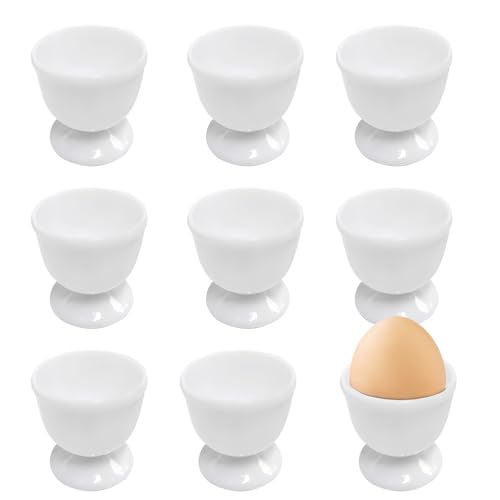 9 Stück Eierbecher set, Eierbecher Weiß, Runde Eierbecher 4,7 x 4,8 cm/1,85 x 1,89 Zoll, aus Hochwertiger Kunststoff für Camping, Zu Hause, für das Frühstücksei Beim Brunch & Buffet(Weiß) von YEWCEP