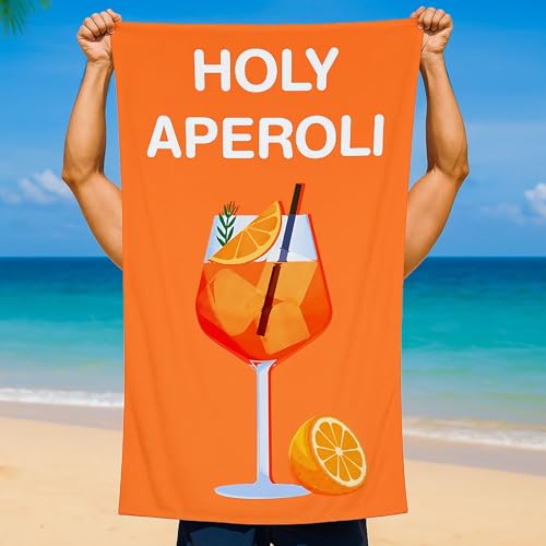 YEWCEP Aperol Geschenk, Aperol Spritz Handtuch, 140 x 70 cm Beach Towel Strandmatte, Sandfest, Leicht und Schnelltrocknend Gym Schnelltrocknendes für den Strand, Gym, Travel, Handtuch Geschenkidee von YEWCEP