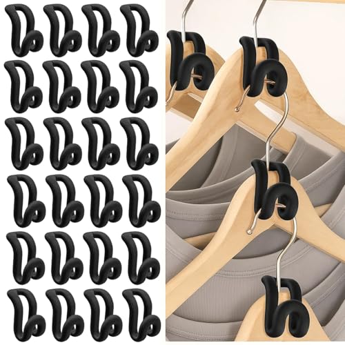YEWCEP 24 Kleiderbügel Verbindungshaken, Kleiderbügel Samt Haken für Kleiderschrank Organisation, Rutschfeste ABS Haken für Kleiderbügel, Schwarz (4x2.5x0.4 cm) YEWCEP 24 Kleiderbügel Verbindungshaken, Kleiderbügel Samt Haken für Kleiderschrank Organisation, Rutschfeste ABS Haken für Kleiderbügel, Schwarz (4x2.5x0.4 cm) von YEWCEP