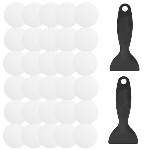 YEWCEP 30 Stück Anti Rutsch Dusche Pads Dusche Aufkleber mit 2 Schabern, 8cm Transparente Anti Rutsch Badewanne, Antirutsch Pads Dusche Sicherheitsaufkleber für Badezimmer, Duschen, Badewannen von YEWCEP