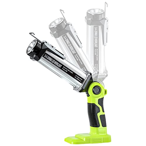 YEX-BUR für Ryobi 18V Licht Akkubetriebener LED-Scheinwerfer 25W 2000LM LED-Arbeitslicht für Ryobi 18V ONE + Li-Ion NiCd NiMh-Batterien Tragbare Taschenlampe Flutlicht Campinglicht mit Haken von YEX-BUR