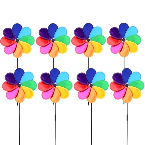 8 Stück Windrad Blume 30cm Regenbogen Sparkly Windmühle Spinner Windspiel Windrad Garten Windräder Vogelabwehr für Rasen Windrad Hof Garten Terrasse Balkon Gartenstecker Deko 8 Stück Windrad Blume 30cm Regenbogen Sparkly Windmühle Spinner Windspiel Windrad Garten Windräder Vogelabwehr für Rasen Windrad Hof Garten Terrasse Balkon Gartenstecker Deko von YEXEXINM
