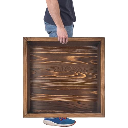 YEXEXINM 61 x 61 cm extra großes quadratisches Ottoman-Tablett, rustikales Serviertablett aus Holz, klassisches schwarzes Walnussholz, dekoratives Serviertisch für Wohnzimmer, Küche, Theke YEXEXINM 61 x 61 cm extra großes quadratisches Ottoman-Tablett, rustikales Serviertablett aus Holz, klassisches schwarzes Walnussholz, dekoratives Serviertisch für Wohnzimmer, Küche, Theke von YEXEXINM