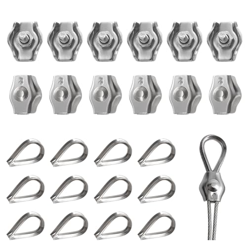 YEYIT 24 Stück Drahtseilklemme 3mm Edelstahl 304 Kabelklemme Drahtklemme Seilklemme M3 Simplex Klemme 304 Drahtseilklemmen M3 für Drahtseil Stahlseil Wäscheleinenspanner Markise Fixiert von YEYIT