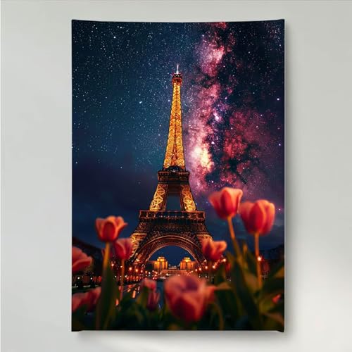 Diamond Painting Eisenturm Blume Diamant Painting Bilder Kit für Kinder Erwachsene, DIY Crystal Strass Stickerei Diamant Malerei Kit, Home Büro Wall Dekoration Wanddeko 30 x 40 cm PjY1874 E-S von YEYUMEOZ