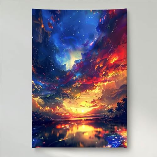 Diamond Painting Erwachsene Berg 5D DIY Diamant Painting Bilder für Kinder Anfänger, Runde Full Drill Himmel, Mosaikherstellung Bastelset für Haus Wanddekoration Geschenke 60x80cm PjY6593 B-D von YEYUMEOZ