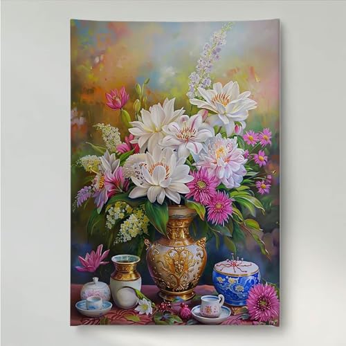 Diamond Painting Erwachsene Blume 5D DIY Diamant Painting Bilder für Kinder Anfänger, Runde Full Drill Blumen, Mosaikherstellung Bastelset für Haus Wanddekoration Geschenke 40 x 50 cm PjY1997 K-6 von YEYUMEOZ