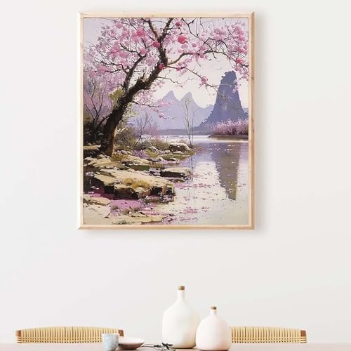 Diamond Painting Erwachsene Blume Diamond Painting Zubehör Rosa, DIY Runden Steine Mosaikherstellung Basteln Erwachsene Anfänger Set für Heim Schlafzimmer Wohnzimmer, Geschenke 30 x 40 cm PJY2 1-Y von YEYUMEOZ