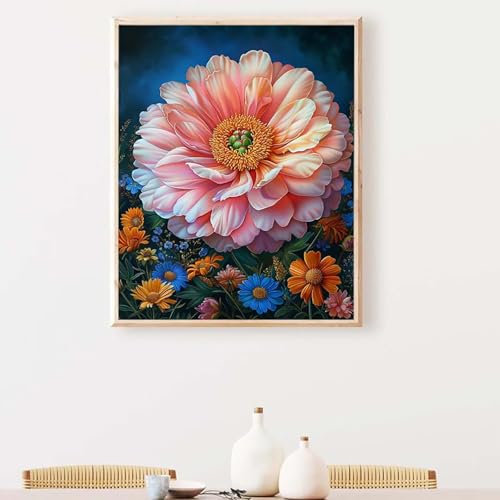 Diamond Painting Erwachsene Blume Diamond Painting Zubehör Rosa, DIY Runden Steine Mosaikherstellung Basteln Erwachsene Anfänger Set für Heim Schlafzimmer Wohnzimmer, Geschenke 30 x 40 cm PJY2 4-C von YEYUMEOZ