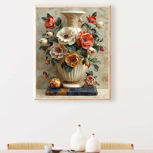 Diamond Painting Erwachsene Blume Diamond Painting Zubehör Rose, DIY Runden Steine Mosaikherstellung Basteln Erwachsene Anfänger Set für Heim Schlafzimmer Deko Wohnzimmer, Geschenke 60x80CM PJY5 7-3 von YEYUMEOZ