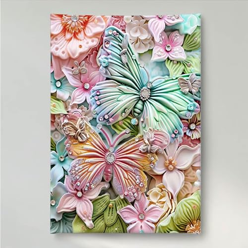 Diamond Painting Erwachsene Schmetterling 5D DIY Diamant Painting Bilder für Kinder Anfänger, Runde Full Drill Blume, Mosaikherstellung Bastelset für Haus Wanddekoration Geschenke 60x80cm PjY2201 P-H von YEYUMEOZ