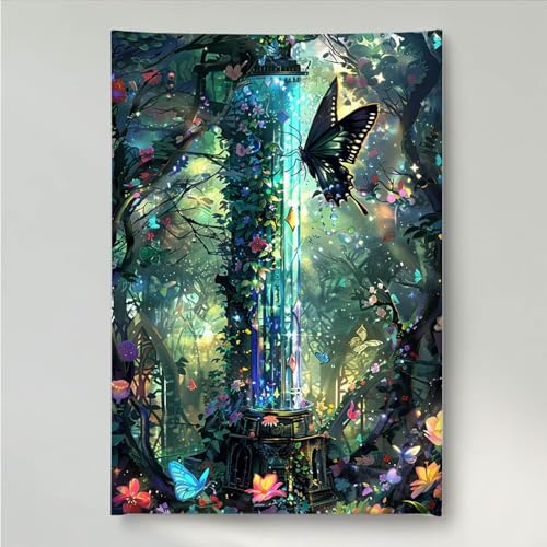 Diamond Painting Erwachsene Schmetterling 5D DIY Diamant Painting Bilder für Kinder Anfänger, Runde Full Drill Blume, Mosaikherstellung Bastelset für Hausration Geschenke 40 x 50 cm PjY875 2-8 von YEYUMEOZ