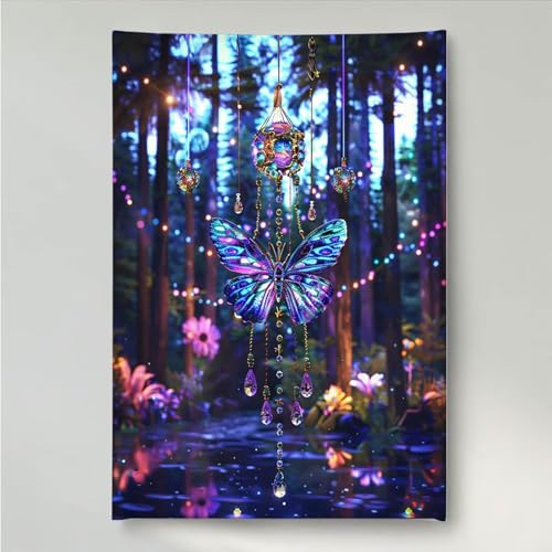 Diamond Painting Schmetterling Blume Diamant Painting Bilder Kit für Kinder Erwachsene, DIY Crystal Strass Stickerei Diamant Malerei Kit, Home Büro Wall Dekoration Wanddeko 30x40cm PjY880 B-M von YEYUMEOZ