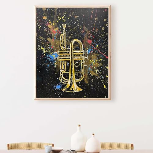 Musikinstrumente Diamond Painting, Diamond Painting Erwachsene Gelb Diamant Malerei DIY Runden Steine Kristall Kunst Bastelnset Erwachsene Anfänger Set, zur Wanddeko, Geschenke 70x95CM PJY6 U-7 von YEYUMEOZ