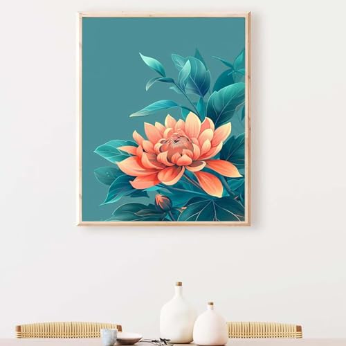 YEYUMEOZ Blume Diamond Painting, Diamond Painting Erwachsene Rosa Diamant Malerei DIY Runden Steine Kristall Kunst Bastelnset Erwachsene Anfänger Set, zur Zimmer Wanddeko, Geschenke 50x65CM PJY4 0-T von YEYUMEOZ
