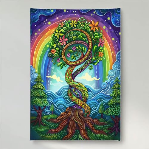 YEYUMEOZ Diamond Painting Baum Blume Diamant Painting Bilder Kit für Kinder Erwachsene, DIY Crystal Strass Stickerei Diamant Malerei Kit, Home Büro Wall Dekoration Wanddeko 50 x 65 cm PjY778 0-D von YEYUMEOZ