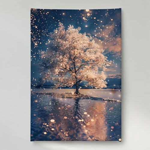 YEYUMEOZ Diamond Painting Baum Himmel Diamant Painting Bilder Kit für Kinder Erwachsene, DIY Crystal Strass Stickerei Diamant Malerei Kit, Home Büro Wall Dekoration Wanddeko 40x50cm PjY6420 4-X von YEYUMEOZ