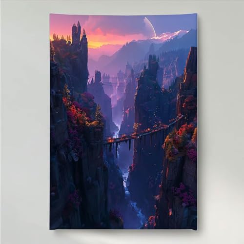 YEYUMEOZ Diamond Painting Berg Landschaft Diamant Painting Bilder Kit für Kinder Erwachsene, DIY Crystal Strass Stickerei Diamant Malerei Kit, Home Büro Wall Dekoration Wanddeko 40x50cm PjY844 N-R von YEYUMEOZ