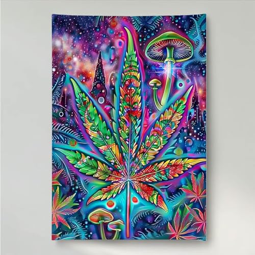 YEYUMEOZ Diamond Painting BläTter Abstrakt Diamant Painting Bilder Kit für Kinder Erwachsene, DIY Crystal Strass Stickerei Diamant Malerei Kit, Home Büro Wall Dekoration Wanddeko 60x80cm PjY834 P-1 von YEYUMEOZ