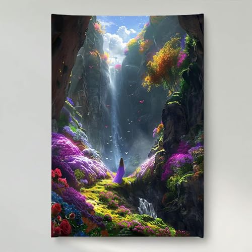 YEYUMEOZ Diamond Painting Blume Berg Diamant Painting Bilder Kit für Kinder Erwachsene, DIY Crystal Strass Stickerei Diamant Malerei Kit, Home Büro Wall Dekoration Wanddeko 30x40cm PjY636 I-Z von YEYUMEOZ