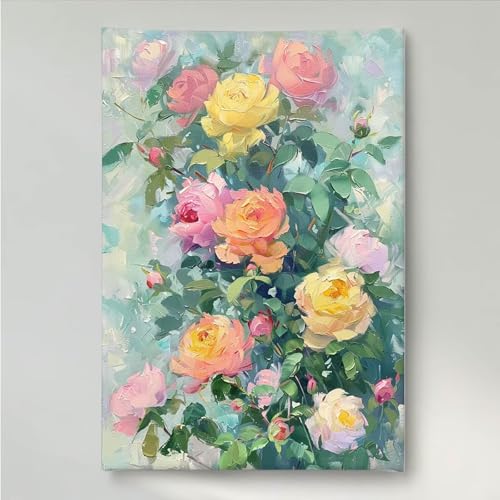 YEYUMEOZ Diamond Painting Blume Blumen Diamant Painting Bilder Kit für Kinder Erwachsene, DIY Crystal Strass Stickerei Diamant Malerei Kit, Home Büro Wall Dekoration Wanddeko 30 x 40 cm PjY6522 M-7 von YEYUMEOZ