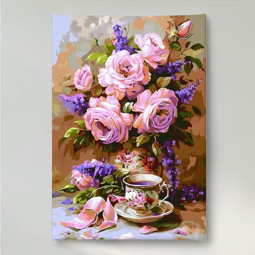YEYUMEOZ Diamond Painting Blume Blumen Diamant Painting Bilder Kit für Kinder Erwachsene, DIY Crystal Strass Stickerei Diamant Malerei Kit, Home Büro Wall Dekoration Wanddeko 70x95cm PjY2238 7-S von YEYUMEOZ