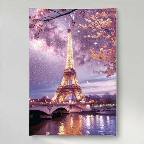 YEYUMEOZ Diamond Painting Blume Eisenturm Diamant Painting Bilder Kit für Kinder Erwachsene, DIY Crystal Strass Stickerei Diamant Malerei Kit, Home Büro Wall Dekoration Wanddeko 70x95cm PjY1884 5-O von YEYUMEOZ