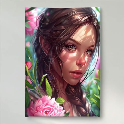 YEYUMEOZ Diamond Painting Blume Frau Diamant Painting Bilder Kit für Kinder Erwachsene, DIY Crystal Strass Stickerei Diamant Malerei Kit, Home Büro Wall Dekoration Wanddeko 70x95cm PjY2482 2-Q von YEYUMEOZ