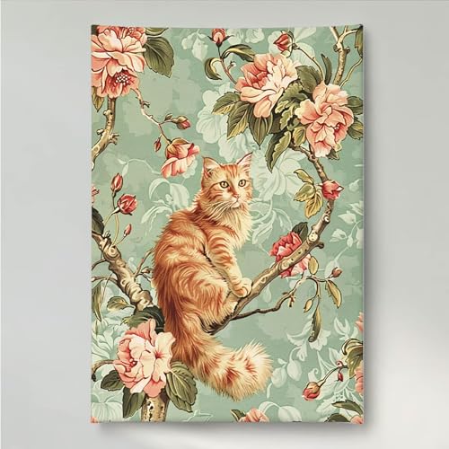 YEYUMEOZ Diamond Painting Blume Katze Diamant Painting Bilder Kit für Kinder Erwachsene, DIY Crystal Strass Stickerei Diamant Malerei Kit, Home Büro Wall Dekoration Wanddeko 40 x 50 cm PjY2046 7-Z von YEYUMEOZ