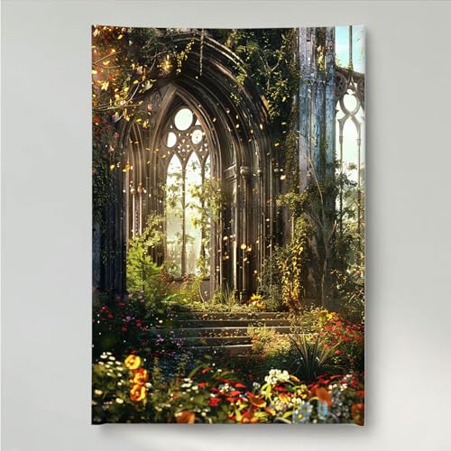 YEYUMEOZ Diamond Painting Blume TüR Diamant Painting Bilder Kit für Kinder Erwachsene, DIY Crystal Strass Stickerei Diamant Malerei Kit, Home Büro Wall Dekoration Wanddeko 50x65cm PjY1638 O-P von YEYUMEOZ