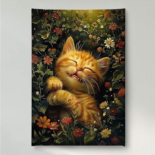 YEYUMEOZ Diamond Painting Erwachsene Blume 5D DIY Diamant Painting Bilder für Kinder Anfänger, Runde Full Drill Katze, Mosaikherstellung Bastelset für Haus Wanddekoration Geschenke 60x80cm PjY749 9-V von YEYUMEOZ