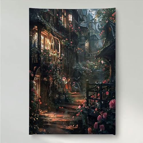 YEYUMEOZ Diamond Painting Erwachsene Haus 5D DIY Diamant Painting Bilder für Kinder Anfänger, Runde Full Drill Blume, Mosaikherstellung Bastelset für Haus Wanddekoration Geschenke 40x50cm PjY1589 G-1 von YEYUMEOZ