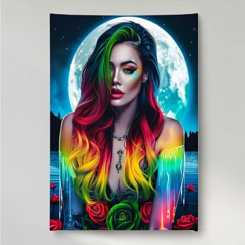 YEYUMEOZ Diamond Painting Erwachsene Mond 5D DIY Diamant Painting Bilder für Kinder Anfänger, Runde Full Drill Frau, Mosaikherstellung Bastelset für Haus Wanddekoration Geschenke 80x100cm PjY653 2-9 von YEYUMEOZ