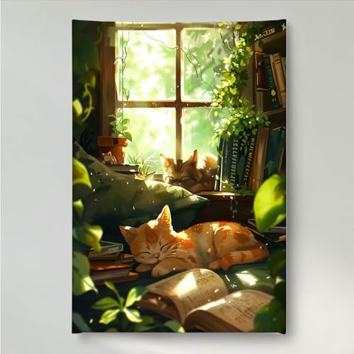 YEYUMEOZ Diamond Painting Katze BläTter Diamant Painting Bilder Kit für Kinder Erwachsene, DIY Crystal Strass Stickerei Diamant Malerei Kit, Home Büro Wall Dekoration Wanddeko 30 x 40 cm PjY740 D-6 von YEYUMEOZ