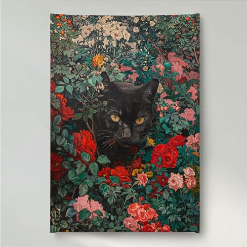 YEYUMEOZ Diamond Painting Katze Blume Diamant Painting Bilder Kit für Kinder Erwachsene, DIY Crystal Strass Stickerei Diamant Malerei Kit, Home Büro Wall Dekoration Wanddeko 80x100cm PjY702 V-4 von YEYUMEOZ