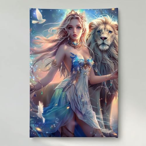 YEYUMEOZ Diamond Painting Tier Frau Diamant Painting Bilder Kit für Kinder Erwachsene, DIY Crystal Strass Stickerei Diamant Malerei Kit, Home Büro Wall Dekoration Wanddeko 30 x 40 cm PjY630 U-4 von YEYUMEOZ