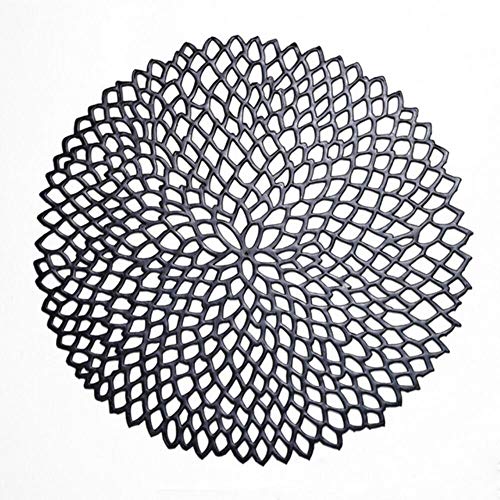 YEZINB 4 stücke Runde Coaster Isolierung Tischsets Pads Kunststoff Tischset rutschfeste Matten Kaffee Tee Tischsets Küche Dekoration, schwarz von YEZINB