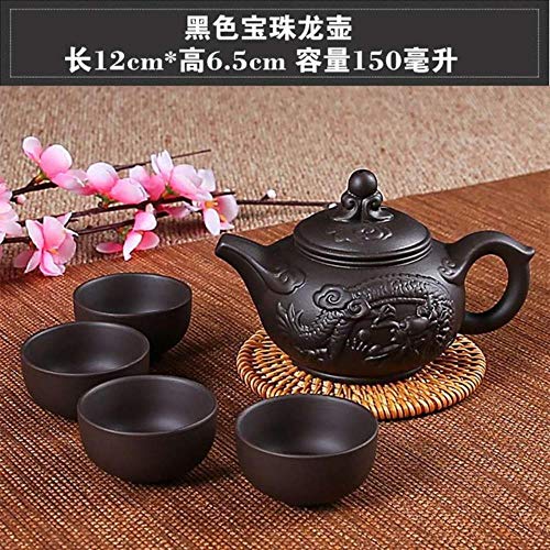 YEZINB Teekanne Lila Ton Drachen Teekanne Set Chinesisches Porzellan Zisha Drachen Tee Kung Fu Teetasse Set, B von YEZINB