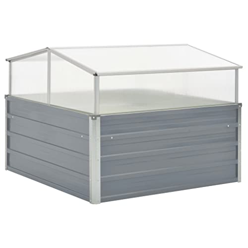 YEZIYIYFOB 100x100x85 cm Gewächshaus Verzinkter Stahl GewäChshaus Klein Frostschutz Pflanzen Winterschutz FrostwäChter GewäChshaus Winterfest GeräTehaus Tomaten GewäChshaus Balkone,Terrassen Grau von YEZIYIYFOB